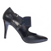 Marimea 40 Pantofi dama stiletto decupati din piele naturala toc 8cm Negru Roxanne